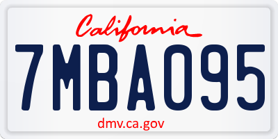 CA license plate 7MBA095