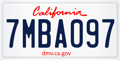 CA license plate 7MBA097