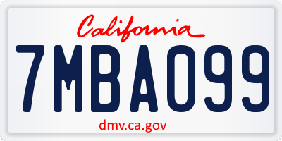 CA license plate 7MBA099