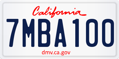 CA license plate 7MBA100