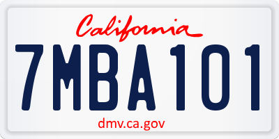 CA license plate 7MBA101