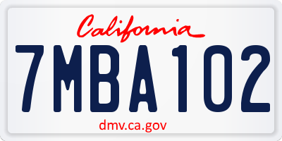 CA license plate 7MBA102