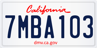 CA license plate 7MBA103