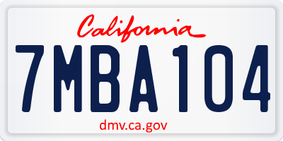 CA license plate 7MBA104