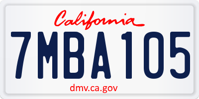 CA license plate 7MBA105