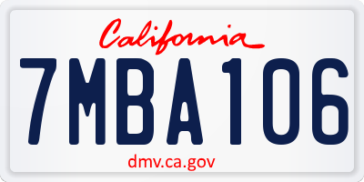 CA license plate 7MBA106