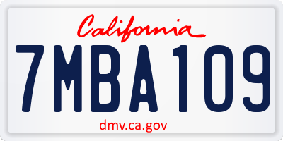 CA license plate 7MBA109