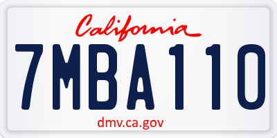 CA license plate 7MBA110