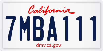 CA license plate 7MBA111