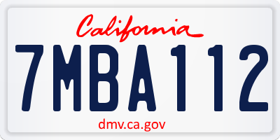 CA license plate 7MBA112