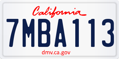 CA license plate 7MBA113