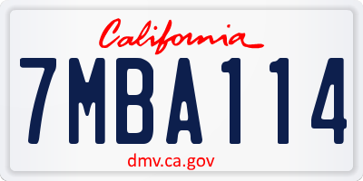 CA license plate 7MBA114