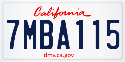 CA license plate 7MBA115