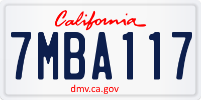CA license plate 7MBA117