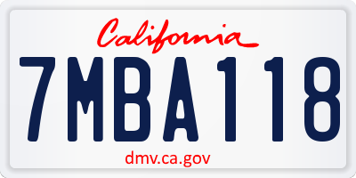 CA license plate 7MBA118