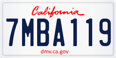 CA license plate 7MBA119