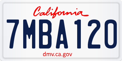 CA license plate 7MBA120