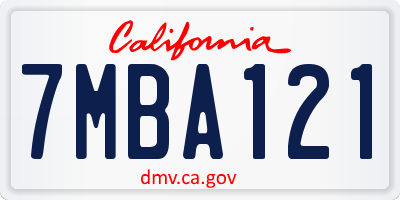 CA license plate 7MBA121