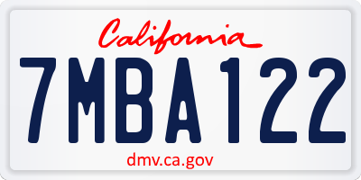 CA license plate 7MBA122