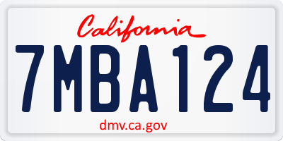 CA license plate 7MBA124