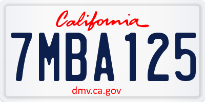 CA license plate 7MBA125
