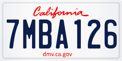 CA license plate 7MBA126