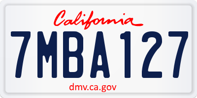 CA license plate 7MBA127