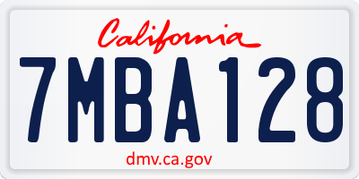 CA license plate 7MBA128