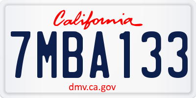 CA license plate 7MBA133