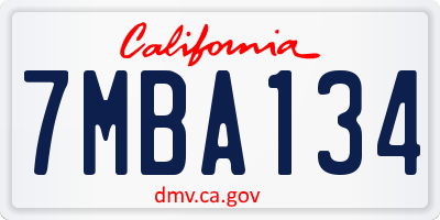CA license plate 7MBA134