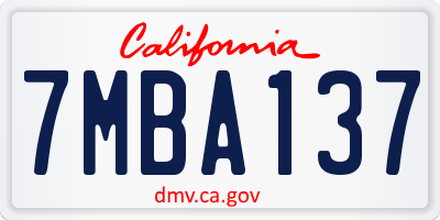 CA license plate 7MBA137