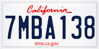 CA license plate 7MBA138