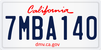 CA license plate 7MBA140