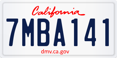 CA license plate 7MBA141