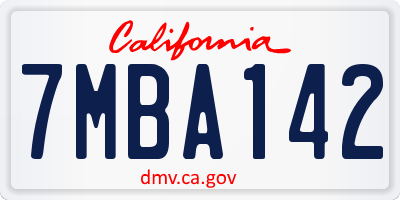 CA license plate 7MBA142