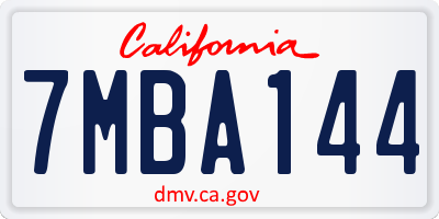 CA license plate 7MBA144