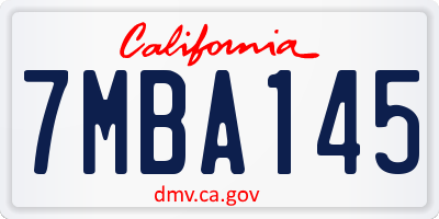 CA license plate 7MBA145