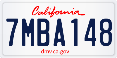 CA license plate 7MBA148