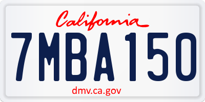 CA license plate 7MBA150