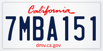CA license plate 7MBA151