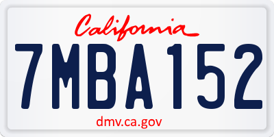 CA license plate 7MBA152