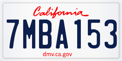 CA license plate 7MBA153