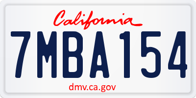 CA license plate 7MBA154