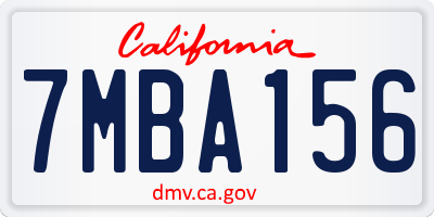 CA license plate 7MBA156