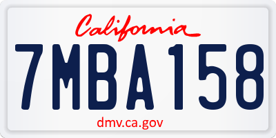 CA license plate 7MBA158