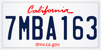CA license plate 7MBA163