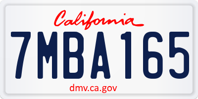 CA license plate 7MBA165