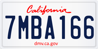 CA license plate 7MBA166