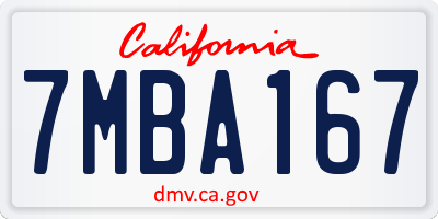 CA license plate 7MBA167