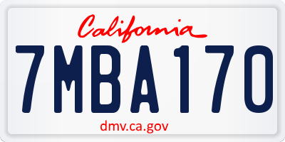 CA license plate 7MBA170